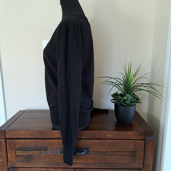 Calvin Klein Jeans V-Neck Sweater Women's Small Black Cotton Knit Top NWT - Picture 5 of 10